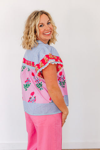 Flowy Floral Top - Pink