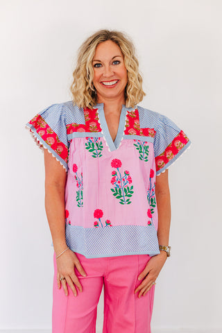 Flowy Floral Top - Pink