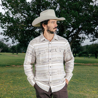 Boquillas Long Sleeve Shirt - Mesilla Chevron Limestone