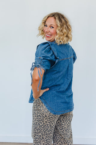 Ruffle Me Blue Top