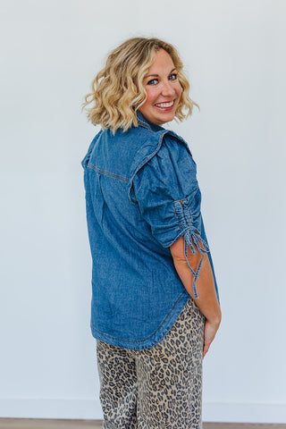 Ruffle Me Blue Top