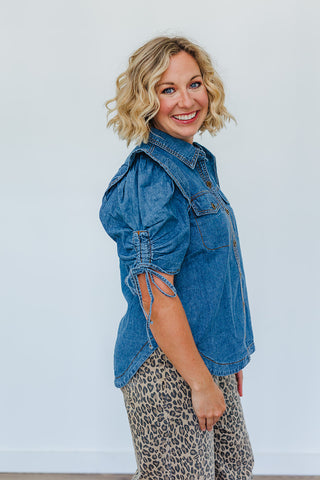 Ruffle Me Blue Top