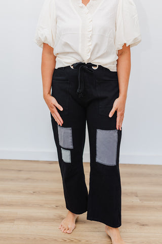 Peggy Patch Barrel Pants - Black