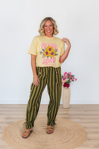 Saige Striped Wide Leg Pants - Thyme
