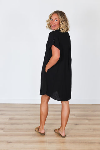 Solid Stunner Dress - Black