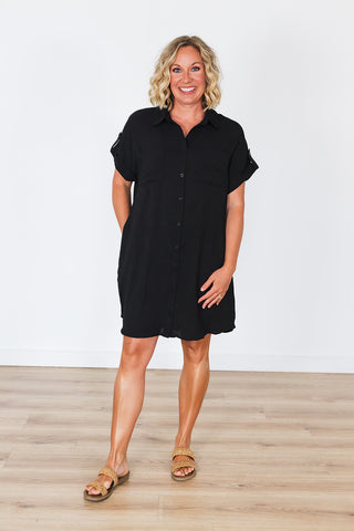 Solid Stunner Dress - Black