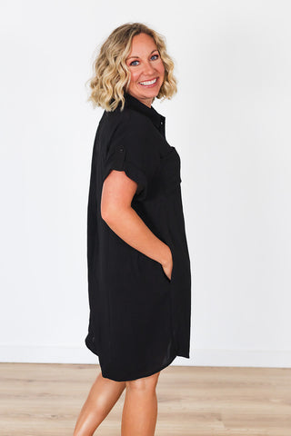 Solid Stunner Dress - Black