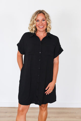 Solid Stunner Dress - Black