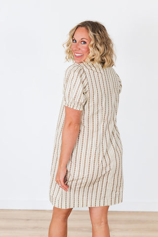 Gabriela Shift Dress - Serape Stripe Tan
