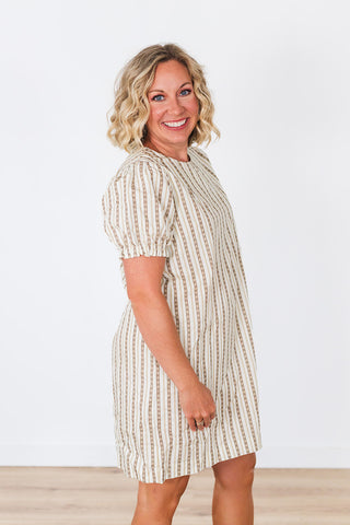 Gabriela Shift Dress - Serape Stripe Tan