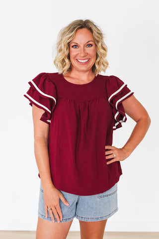 Bleacher Babe Top - Garnet
