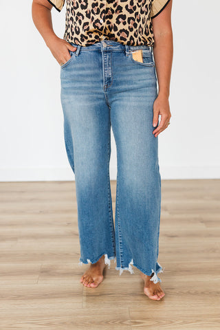 Hello High Rise Crop Wide Step Hem Jeans