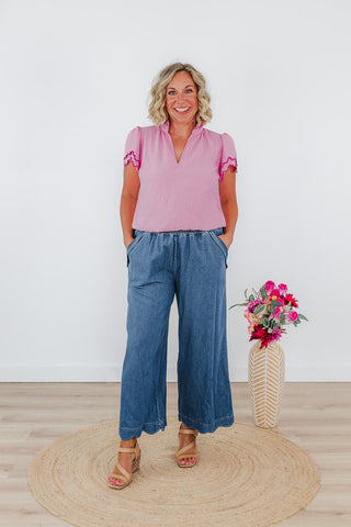 Sassy Scalloped Pants - Denim