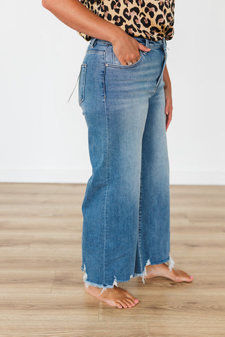 Hello High Rise Crop Wide Step Hem Jeans