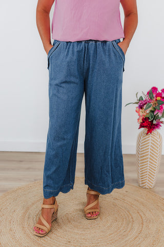 Sassy Scalloped Pants - Denim