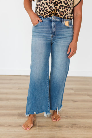 Hello High Rise Crop Wide Step Hem Jeans