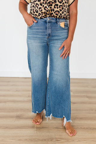 Hello High Rise Crop Wide Step Hem Jeans
