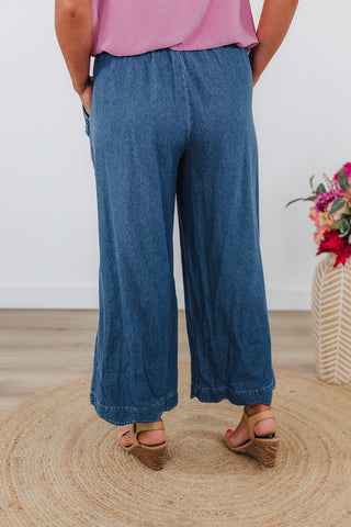 Sassy Scalloped Pants - Denim