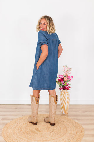 Living Free Denim Dress - Medium Wash