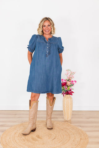 Living Free Denim Dress - Medium Wash