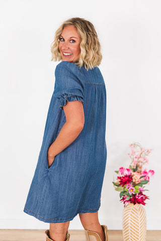 Living Free Denim Dress - Medium Wash