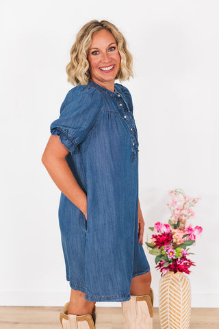 Living Free Denim Dress - Medium Wash