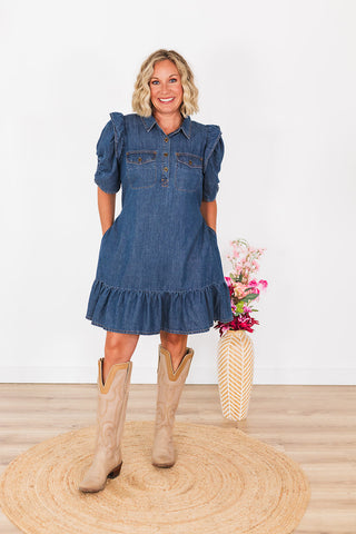 Lock 'Em Down Denim Dress