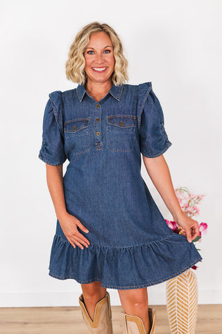 Lock 'Em Down Denim Dress