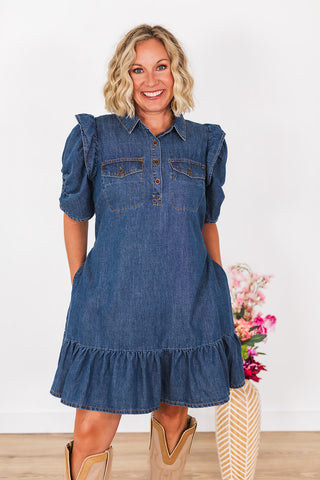 Lock 'Em Down Denim Dress