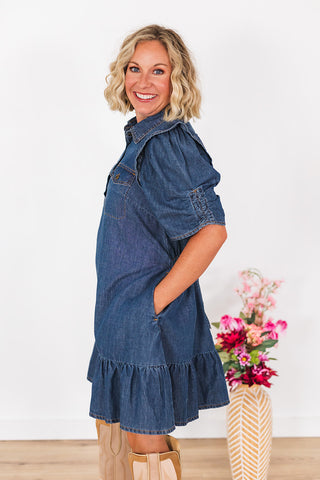 Lock 'Em Down Denim Dress