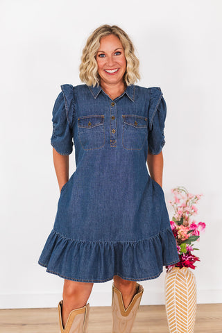 Lock 'Em Down Denim Dress