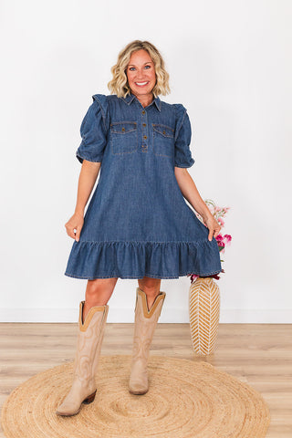 Lock 'Em Down Denim Dress