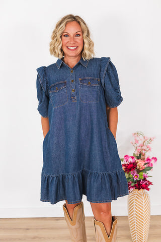 Lock 'Em Down Denim Dress