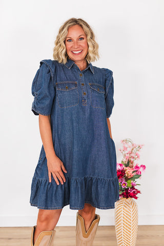 Lock 'Em Down Denim Dress