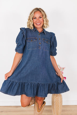 Lock 'Em Down Denim Dress