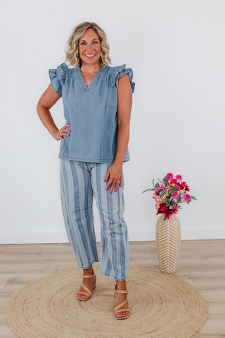 Rynlee Ruffle Top - Denim