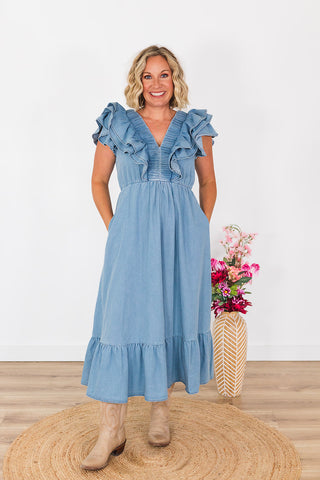 Daydreaming In Denim Dress - Light Wash