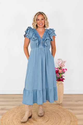 Daydreaming In Denim Dress - Light Wash
