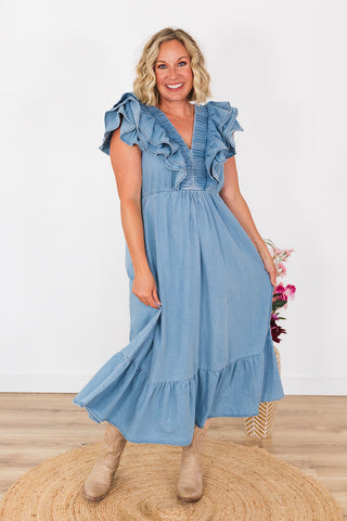 Daydreaming In Denim Dress - Light Wash