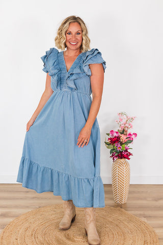 Daydreaming In Denim Dress - Light Wash