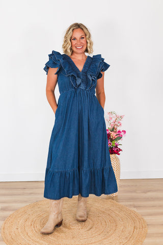 Daydreaming In Denim Dress - Dark Wash