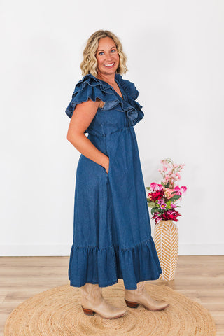 Daydreaming In Denim Dress - Dark Wash
