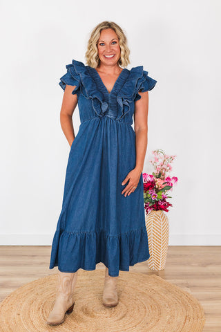 Daydreaming In Denim Dress - Dark Wash