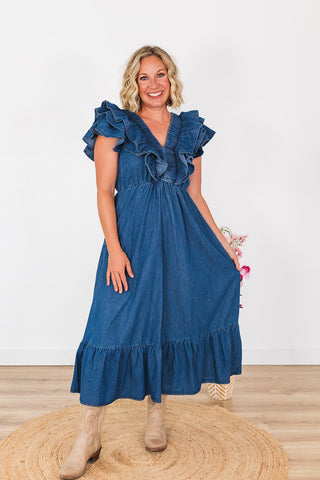 Daydreaming In Denim Dress - Dark Wash