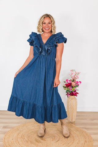 Daydreaming In Denim Dress - Dark Wash