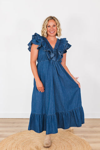 Daydreaming In Denim Dress - Dark Wash