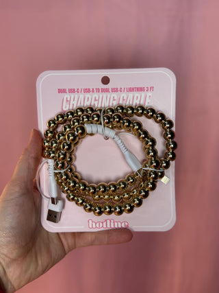 Beaded Charging Cord - Gold