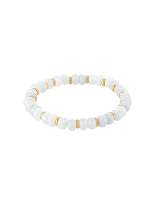 Gemstone Stretch Bead Bracelet Light Blue