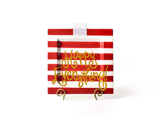 Red Stripe Big Happy Everything Square Platter