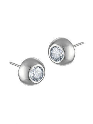 Harper Half Sphere Silver Stud Earrings